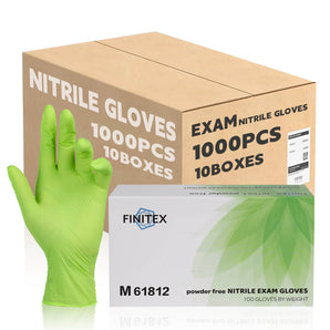 (In Stock) FINITEX Green Nitrile Gloves 1,000pcs 3.2 Mil 10/20/30 CASES (BULK)