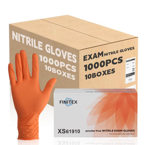 (In Stock) FINITEX Orange Nitrile Gloves 1,000pcs 3.2 Mil 10/20/30 CASES (BULK)