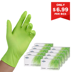 FINITEX Green Nitrile Gloves 3.2 Mil Exam Grade - 100, 300 & 1000pcs