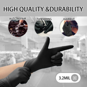 FINITEX Black Nitrile Disposable Glove 3.2mil Home Cleaning Food Prep Gloves