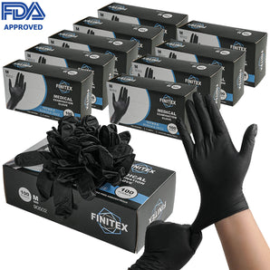 FINITEX Black Nitrile Disposable Exam Gloves 6mil Powder-Free Latex-Free