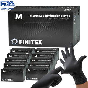 FINITEX Black Nitrile Gloves-5mil Food Safe Tatoo Gloves Medical Gloves