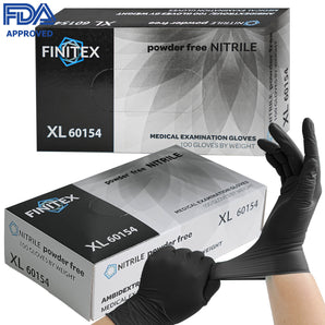 FINITEX Black Nitrile Gloves Exam Grade Food Safe Tattoo Hair Color Gloves