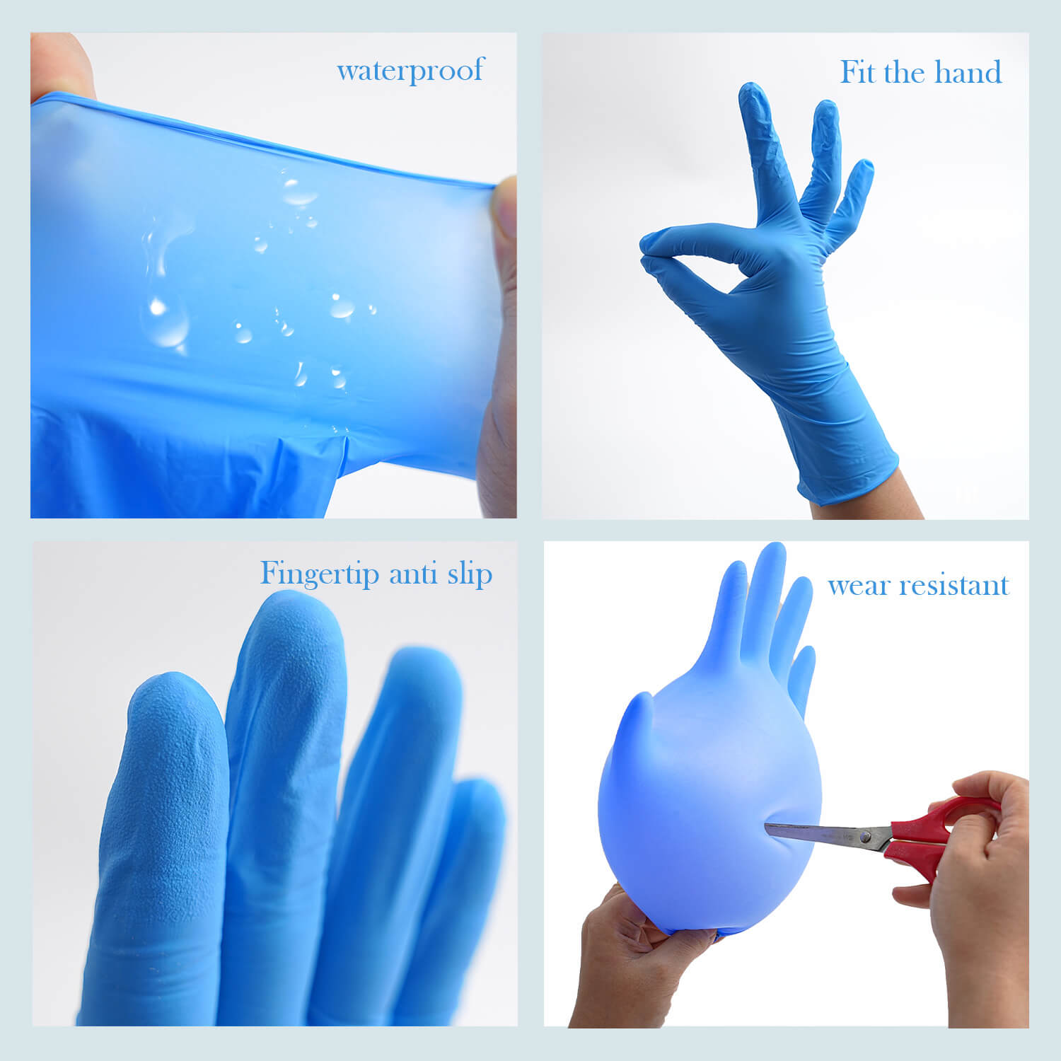 FINITEX Nitrile Exam Gloves 3.2mil Blue Food Safe Powder Free Non Latex Gloves