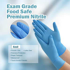 FINITEX Blue Nitrile Gloves 4 mil Exam Grade Powder-free