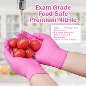 FINITEX Rose Red Disposable Nitrile Exam Gloves Latex Free Food Prep Gloves