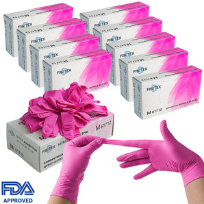 FINITEX Rose Red Nitrile Disposable Latex Free Gloves 3mil