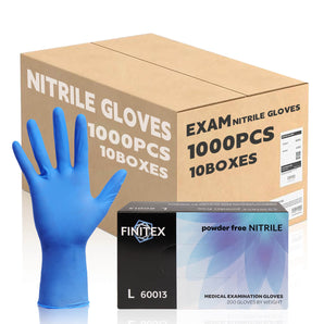 (In Stock) FINITEX Blue Nitrile Gloves, Case of 2,000 3.2 Mil-10/20/30 CASES (BULK)