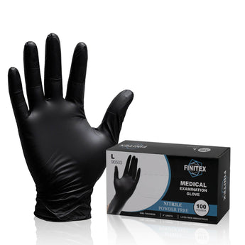 FINITEX 6mil Black Nitrile Exam Gloves 100pcs