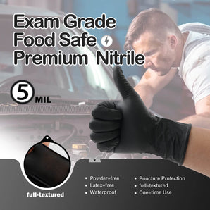 FINITEX black nitrile gloves powder-free latex-free food safe nitrile gloves
