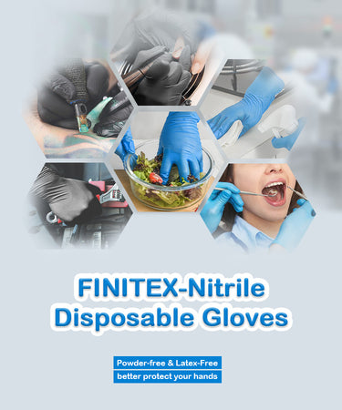 FINITEX Nitrile Disposable Gloves Food Safe Non Latex Powder Free